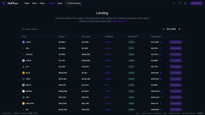 Giao diện Lending của DefiTuna